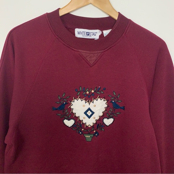 Vintage 90s White Stag Embroidered Grandma Cottagecore Sweatshirt - Picture 3 of 7